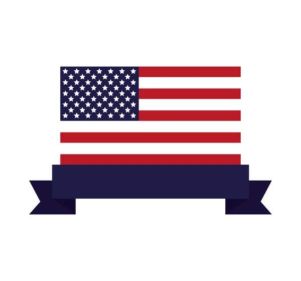 Stati Uniti d'America bandiera con cornice a nastro — Vettoriale Stock