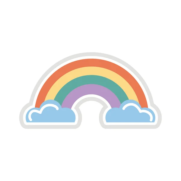 Autocollant arc-en-ciel style plat icône — Image vectorielle