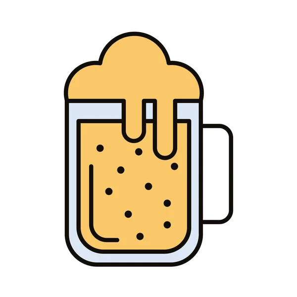 Pot de bière ligne de boisson et icône de style de remplissage — Image vectorielle