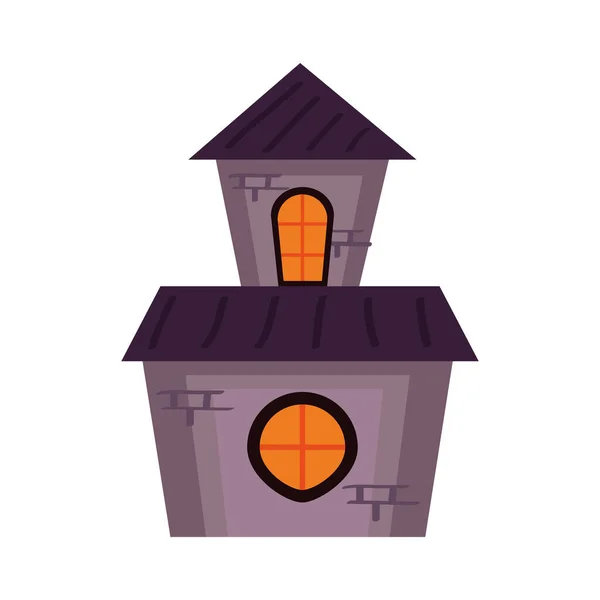 Halloween castillo encantado torre de construcción — Vector de stock