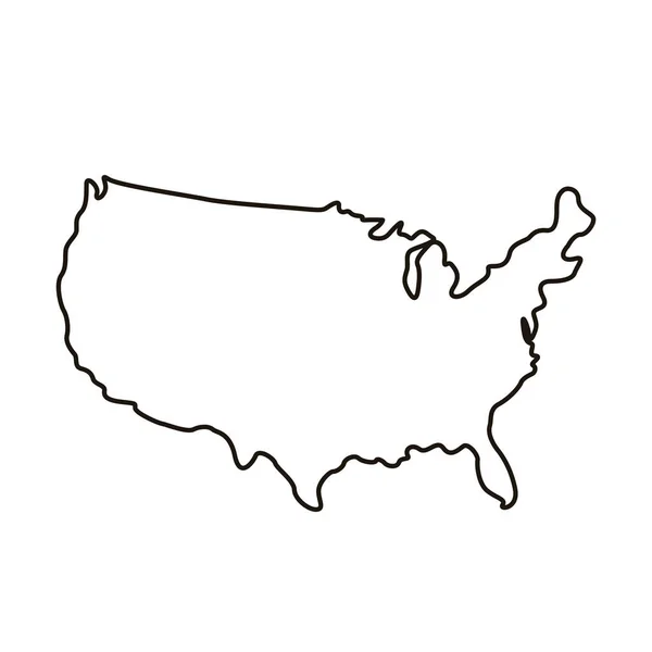 Stati Uniti d'America mappa linea stile icona — Vettoriale Stock