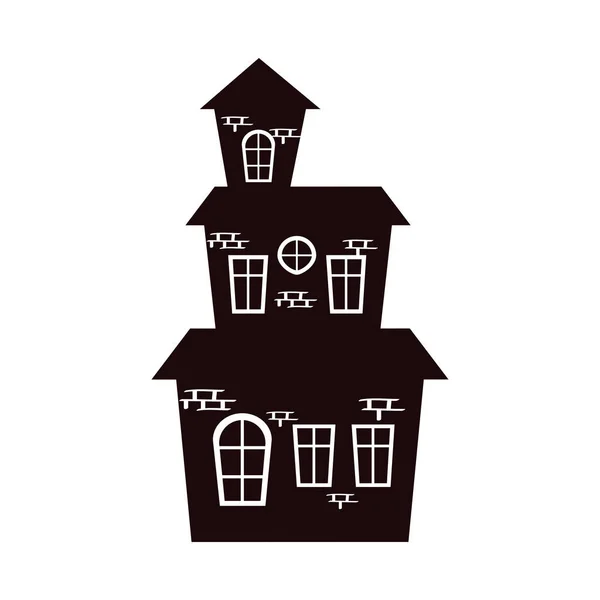 Halloween maison hantée bâtiment silhouette — Image vectorielle