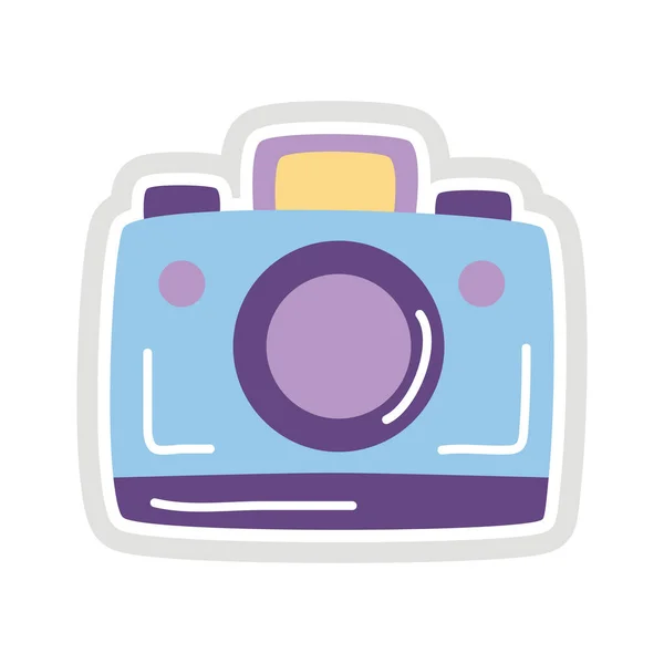 Camera pothografische sticker platte stijl pictogram — Stockvector