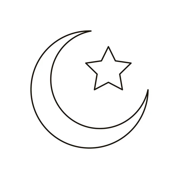 Luna creciente y estrella islam símbolo línea estilo icono — Archivo Imágenes Vectoriales