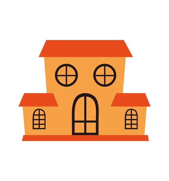 Halloween maison hantée bâtiment icône — Image vectorielle