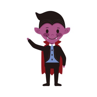 Dracula kılığına girmiş küçük bir çocuk.