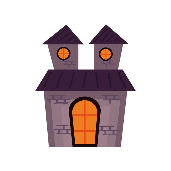 Halloween slott hemsökt byggnad ikon — Stock vektor