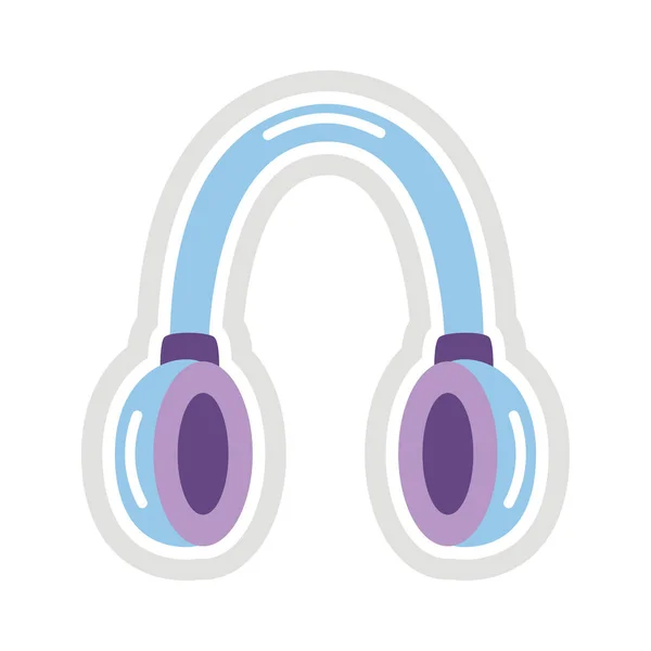 Earphones sticker flat style icon — Stock Vector