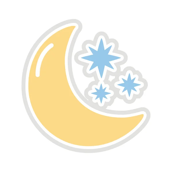 Maan en sterren sticker platte stijl icoon — Stockvector