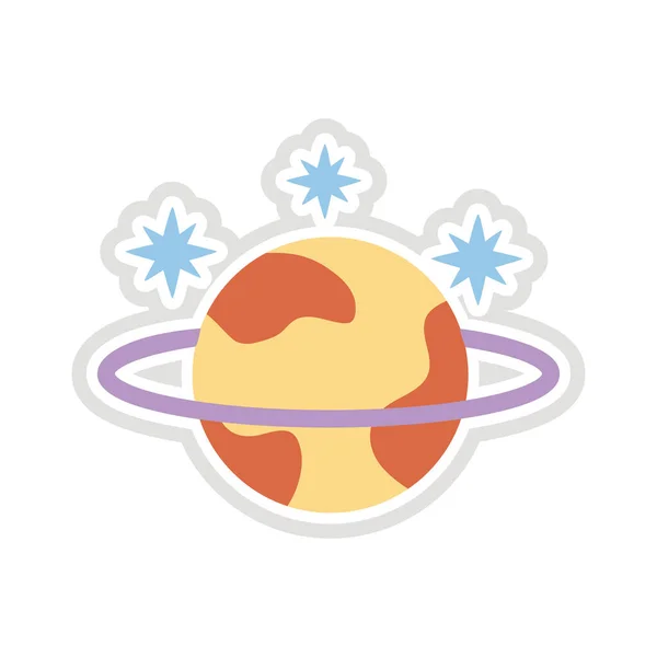Saturn planet sticker flache stil-symbol — Stockvektor