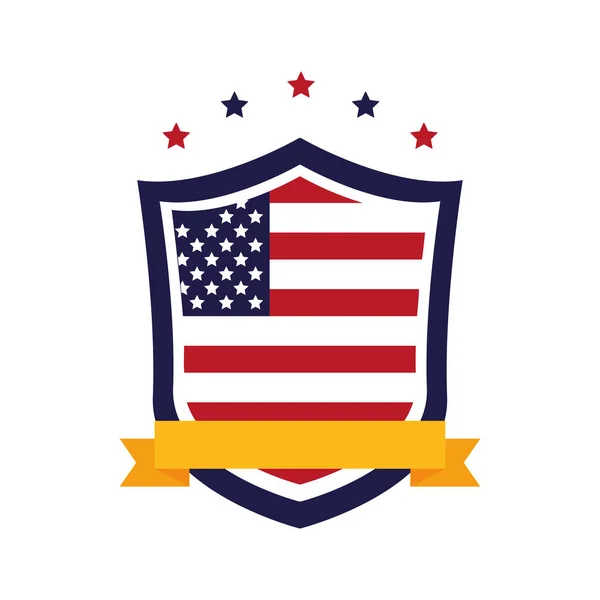 Verenigde Staten van Amerika vlag in schild — Stockvector