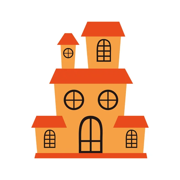 Halloween castillo encantado icono de la construcción — Vector de stock