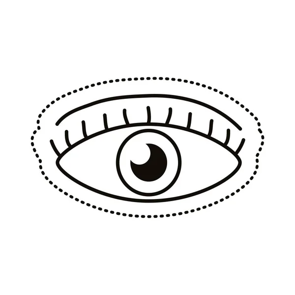 Eye human sticker line style icon — Stock Vector