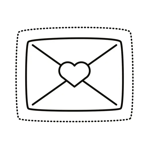 Enveloppe romantique autocollant ligne style icône — Image vectorielle
