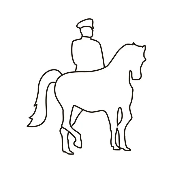 火鸡士兵在马的轮廓线条风格图标 — 图库矢量图片