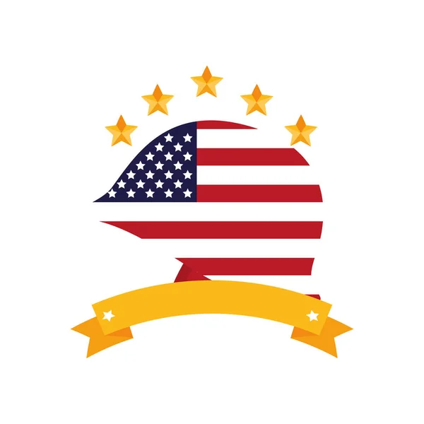 Spojené státy americké vlajka v helmě s stuhou — Stockový vektor
