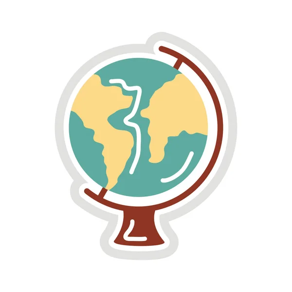 Planeta mundo terra adesivo ícone de estilo plano —  Vetores de Stock