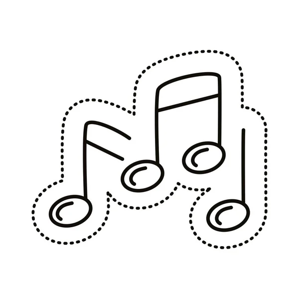 Muziek notities sticker lijn stijl pictogram — Stockvector