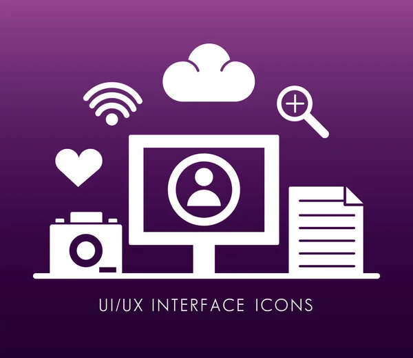Desktop e ícones de estilo silhueta conjunto de interface — Vetor de Stock