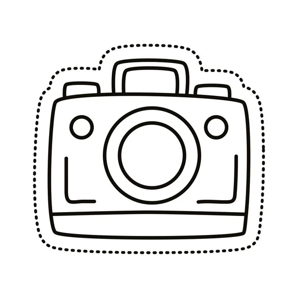 Caméra pothographique autocollant ligne style icône — Image vectorielle