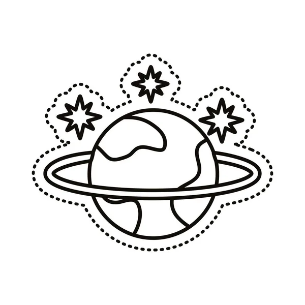 Saturn planeta adesivo ícone de estilo de linha —  Vetores de Stock