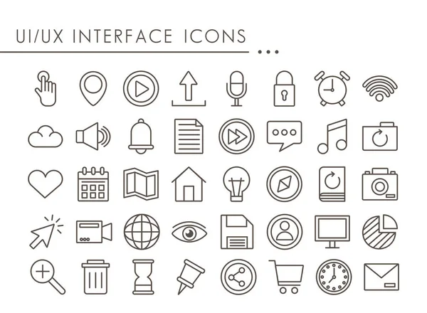 Quarenta ícones de estilo de linha de conjunto de interface —  Vetores de Stock