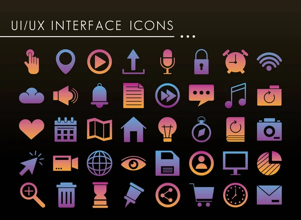 Quarenta ícones de estilo silhueta conjunto de interface —  Vetores de Stock