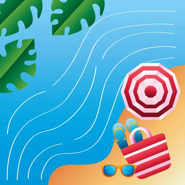 Летний сезон с купанием на пляже — стоковый вектор