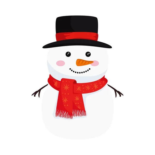 Happy merry christmas snowman character — Stock Vector