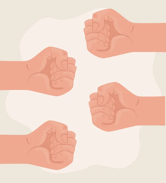 International human rights poster with hands fist fighters — Stock Vector