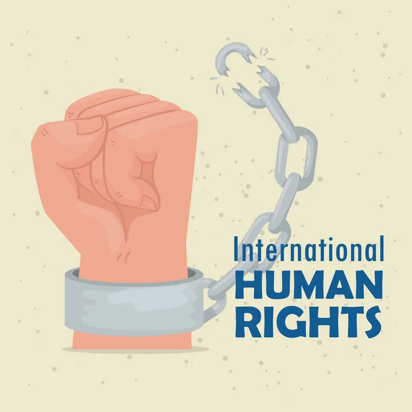 Internationale mensenrechtenposter met handbrekende handscuffs — Stockvector