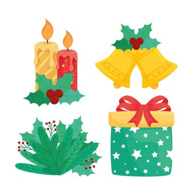 Dört demet mutlu noel seti ikonu