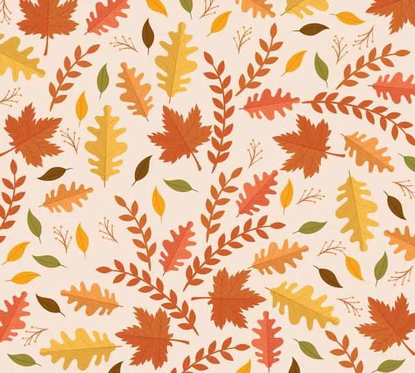 Cartão de celebração de ação de graças feliz com padrão de folhas — Vetor de Stock