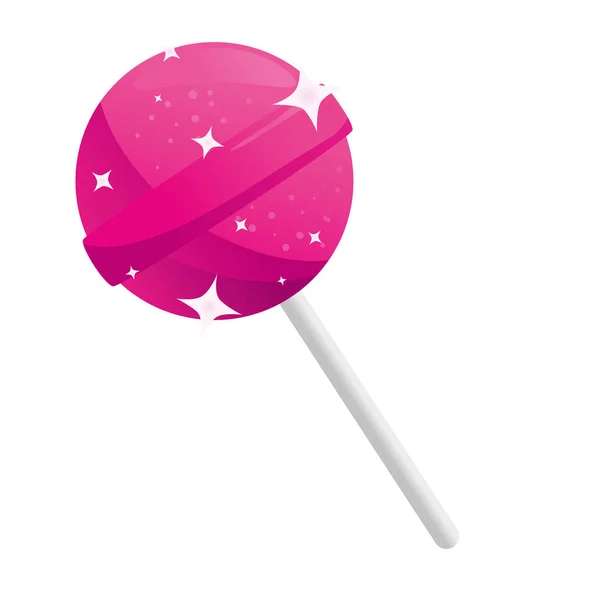 Dulce rosa caramelo lollipop icono — Vector de stock