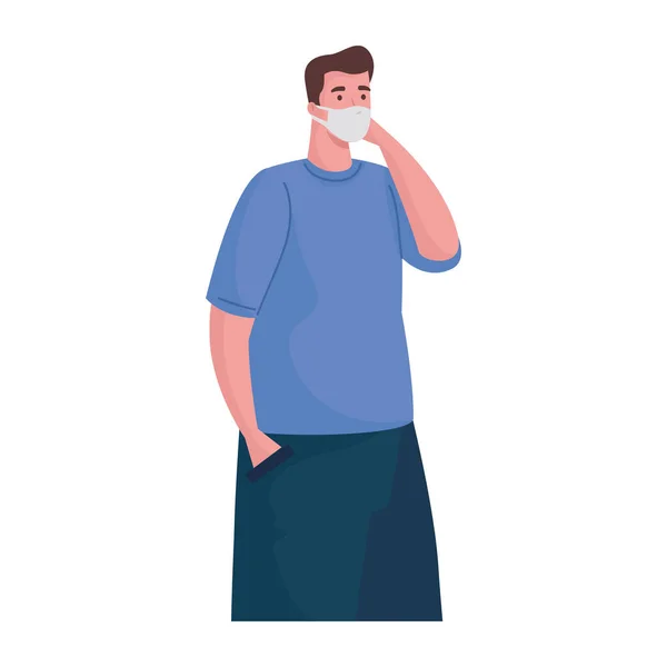 Homme portant un masque médical caractère — Image vectorielle