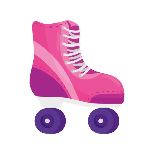 Pink skate roller sport accessory icon — Stock Vector