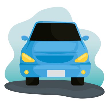 mavi araç izole edilmiş simge ile seyahat ediyor