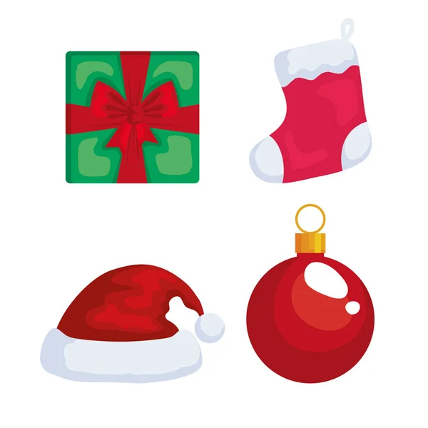 圣诞快乐礼帽和球体矢量设计 — 图库矢量图片
