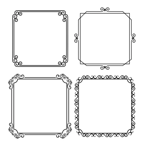 Четыре монохромные рамки в стиле белой линии фона — стоковый вектор