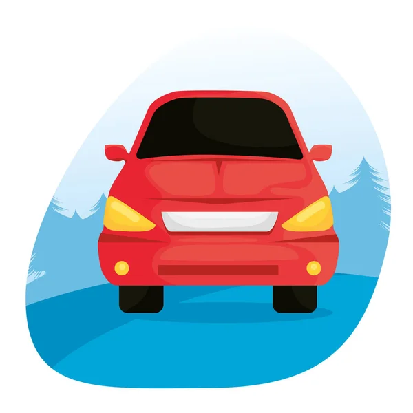 Red car vehicle traveling isolated icon — Stock Vector