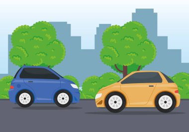 Araçlar yolda ilerliyor.