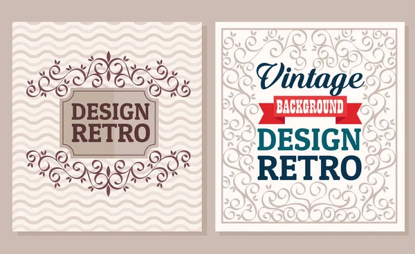 Paquet de deux bannières vintage avec des cadres de style rétro — Image vectorielle