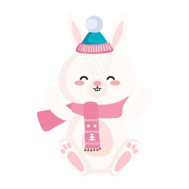 Kış bezi vektör tasarımlı tavşan çizgi filmi