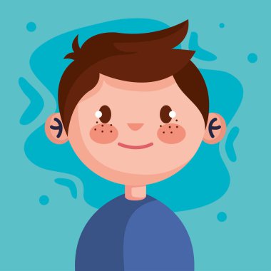 erkek karikatürü mavi arkaplan vektör tasarımı