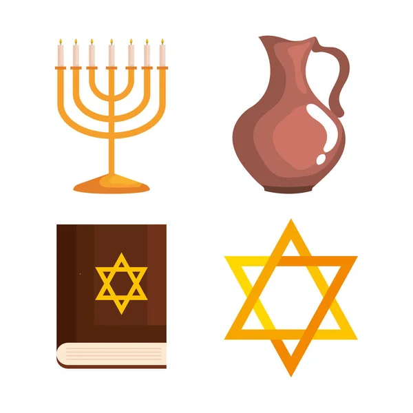 快乐的Hanukkah图标集矢量设计 — 图库矢量图片