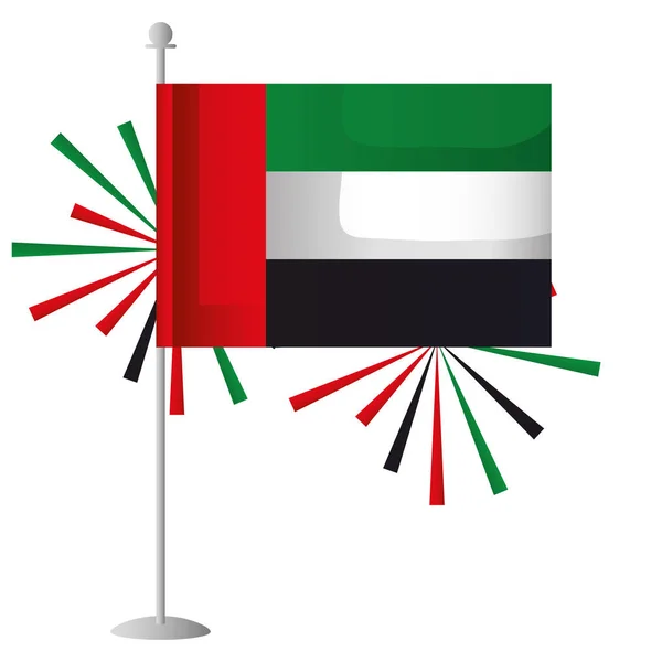 Día nacional de Uae con diseño de vectores de bandera y fuegos artificiales — Vector de stock