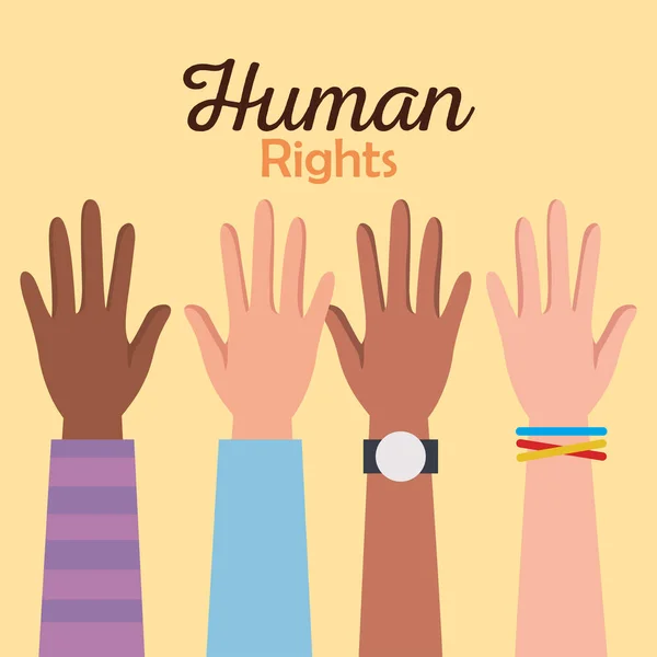 Human rights with hands up vector design — Stock Vector
