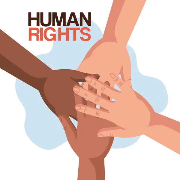Права людини з різноманітністю рук векторний дизайн — стоковий вектор