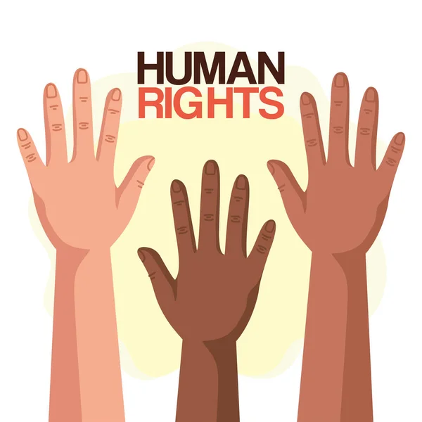 Human rights with diversity hands up vector design — Stock Vector