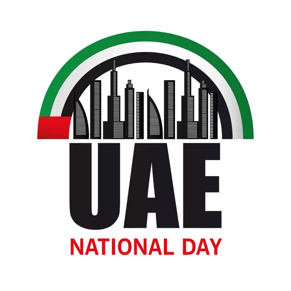 Dia nacional de Uae com projeto de vetor de edifícios de cidade — Vetor de Stock
